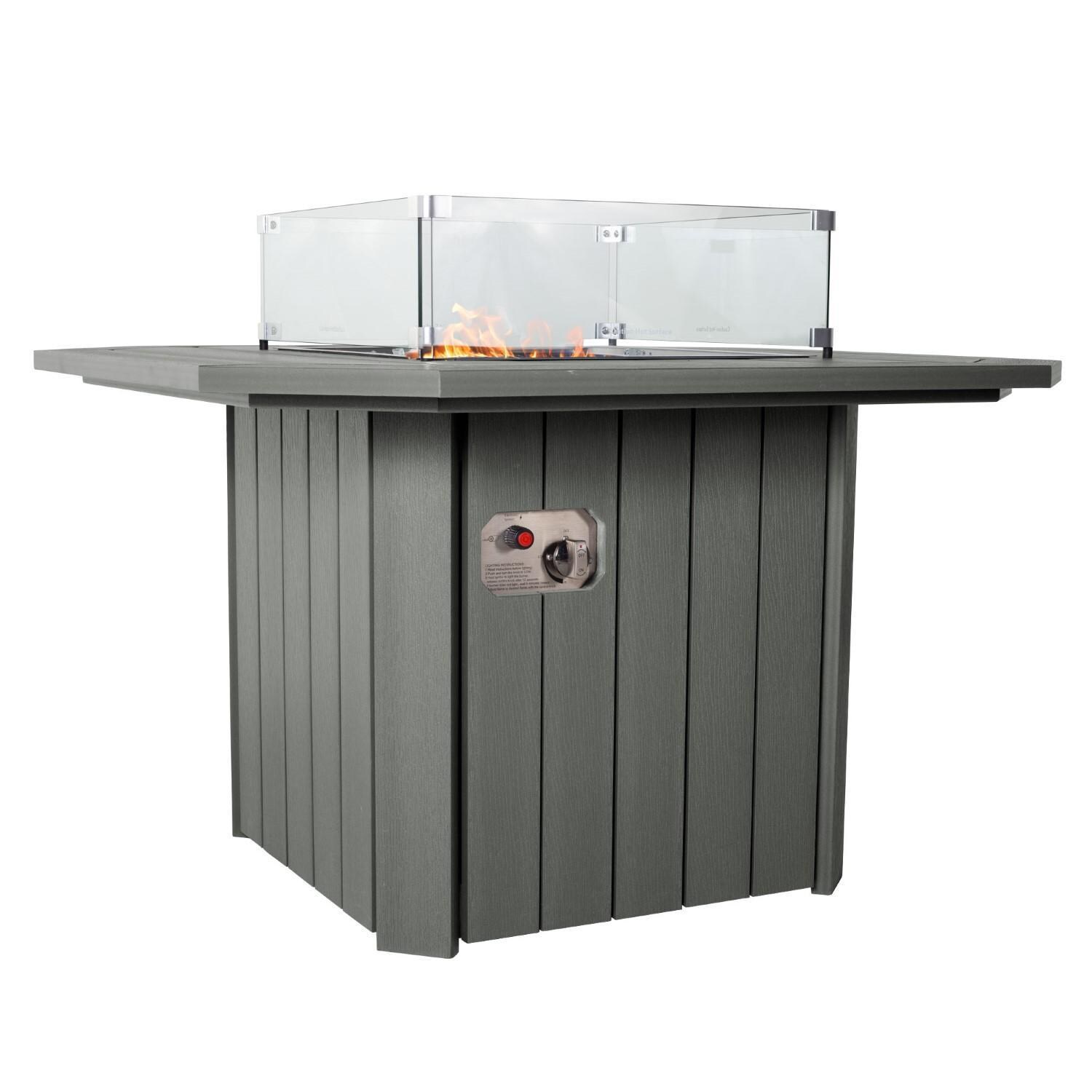 Harborview Octagonal Fire Pit Table in Coastal Teak by Lakeview Outdoor Designs - Controls - White Background thumbnail