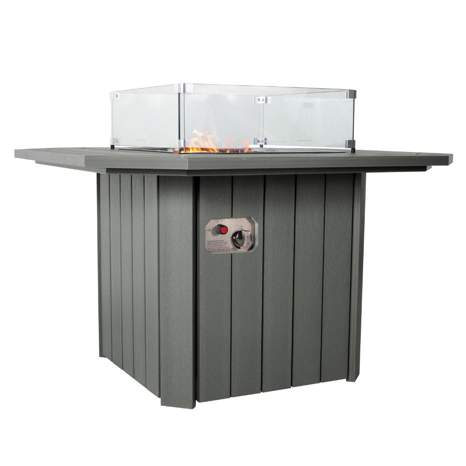 Harborview Octagonal Fire Pit Table in Coastal Teak by Lakeview Outdoor Designs - Controls - White Background thumbnail