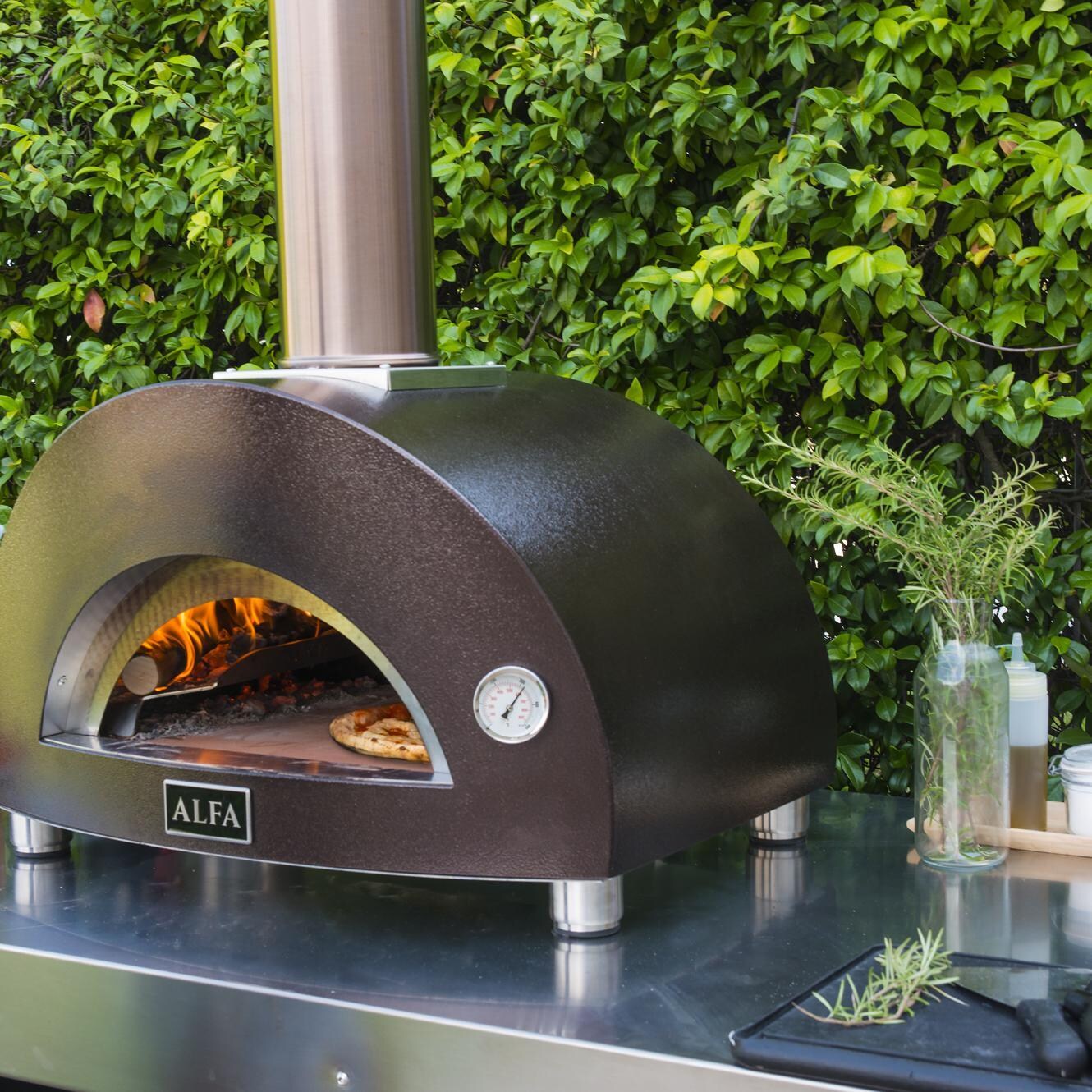 Alfa FXMD-S-LRAM Nano 23-Inch Countertop Wood-Fired Pizza Oven - In use thumbnail