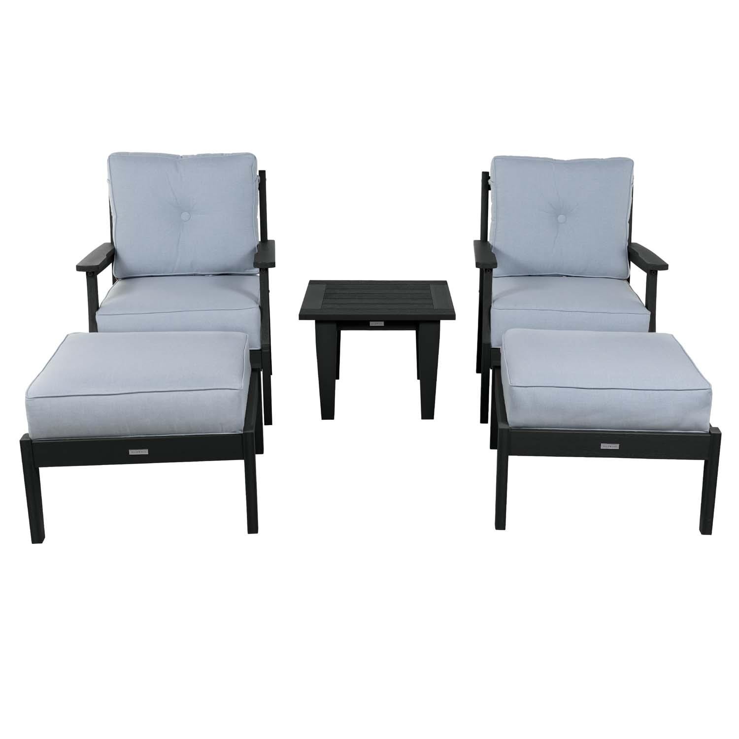 Blushing Bay 5 Pc Recycled Plastic Seating Set in Bliss Dew/Black by Lakeview Outdoor Designs - White Background thumbnail
