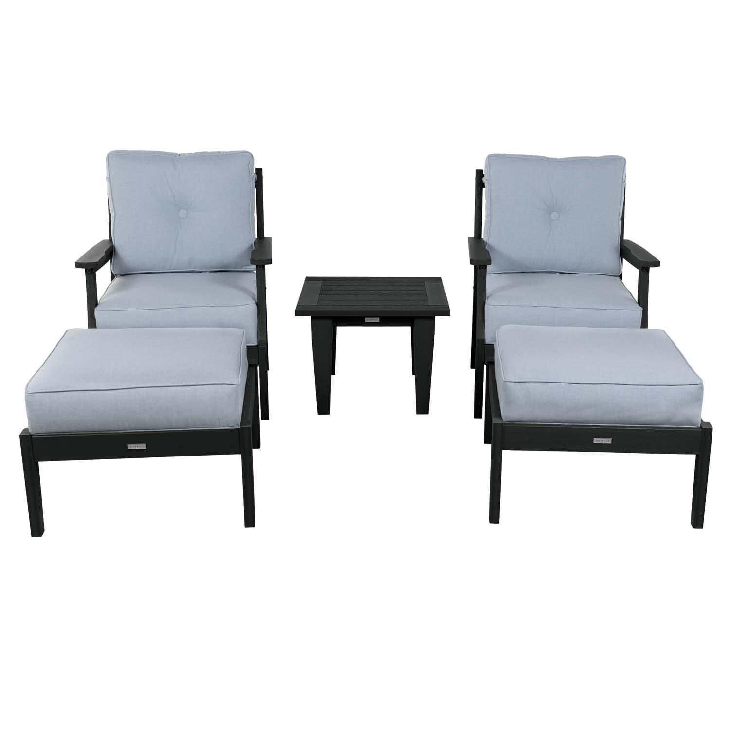 Blushing Bay 5 Pc Recycled Plastic Seating Set in Bliss Dew/Black by Lakeview Outdoor Designs - White Background thumbnail