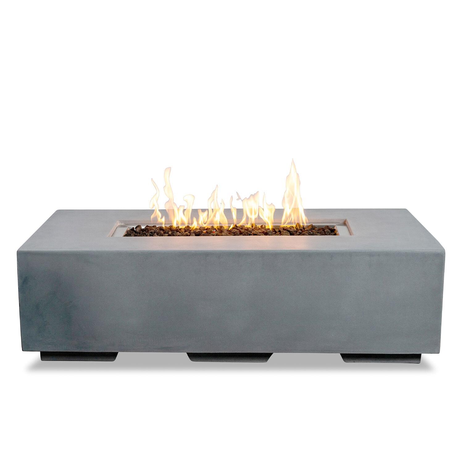 Glenwood 55-in Rectangular Concrete Propane Fire Pit in Natural Gray by Lakeview Outdoor Designs - White Background thumbnail