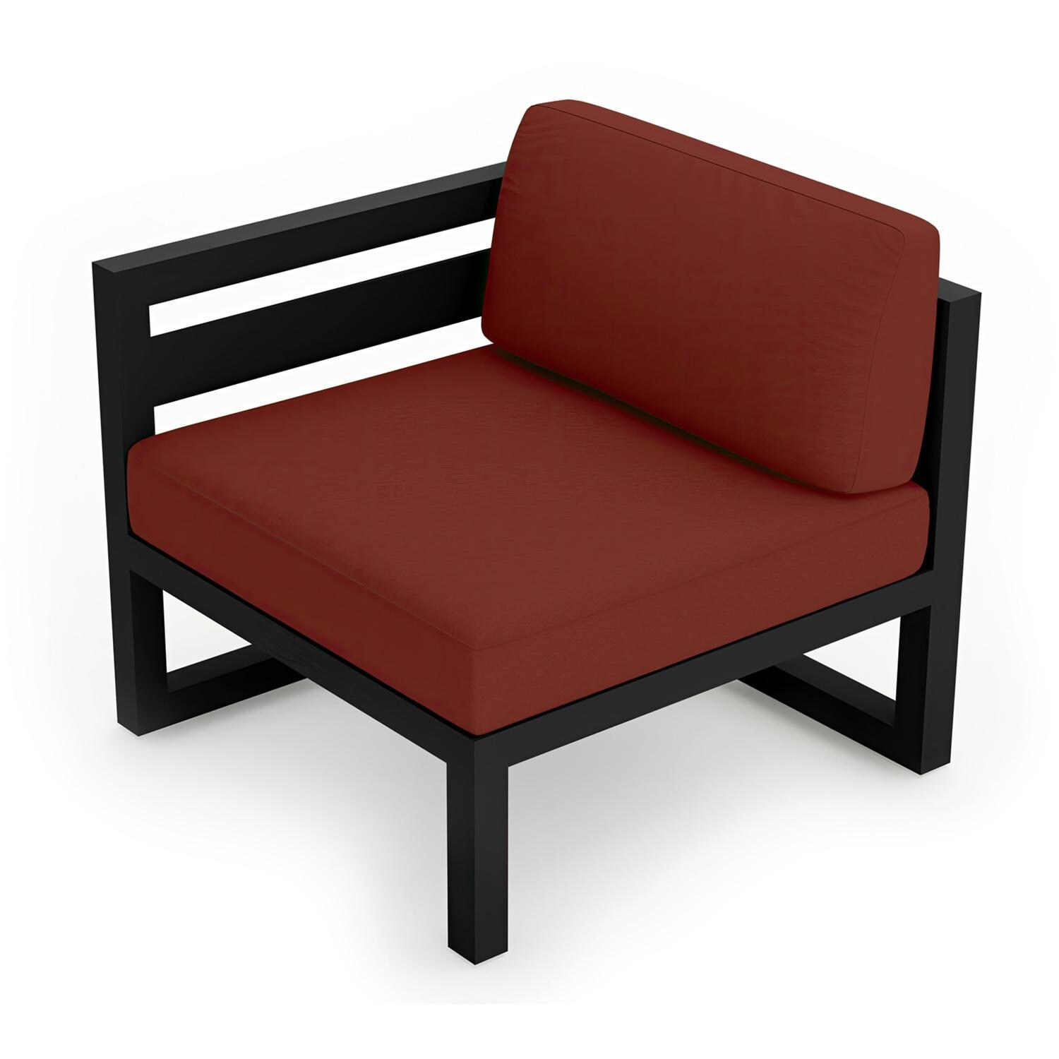 Lakeview MSTYCV-BK-LAS-HN Misty Cove Aluminum Left Arm Club Chair in Black w/Canvas Henna Cushions by Lakeview Outdoor Designs - Angled Front - White Background thumbnail