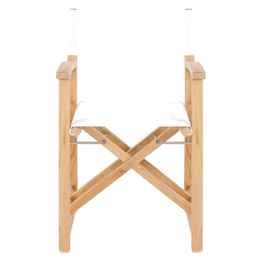 Teak + Table Monday Teak Patio Director Chair W/White Sling - Front View - White Background thumbnail