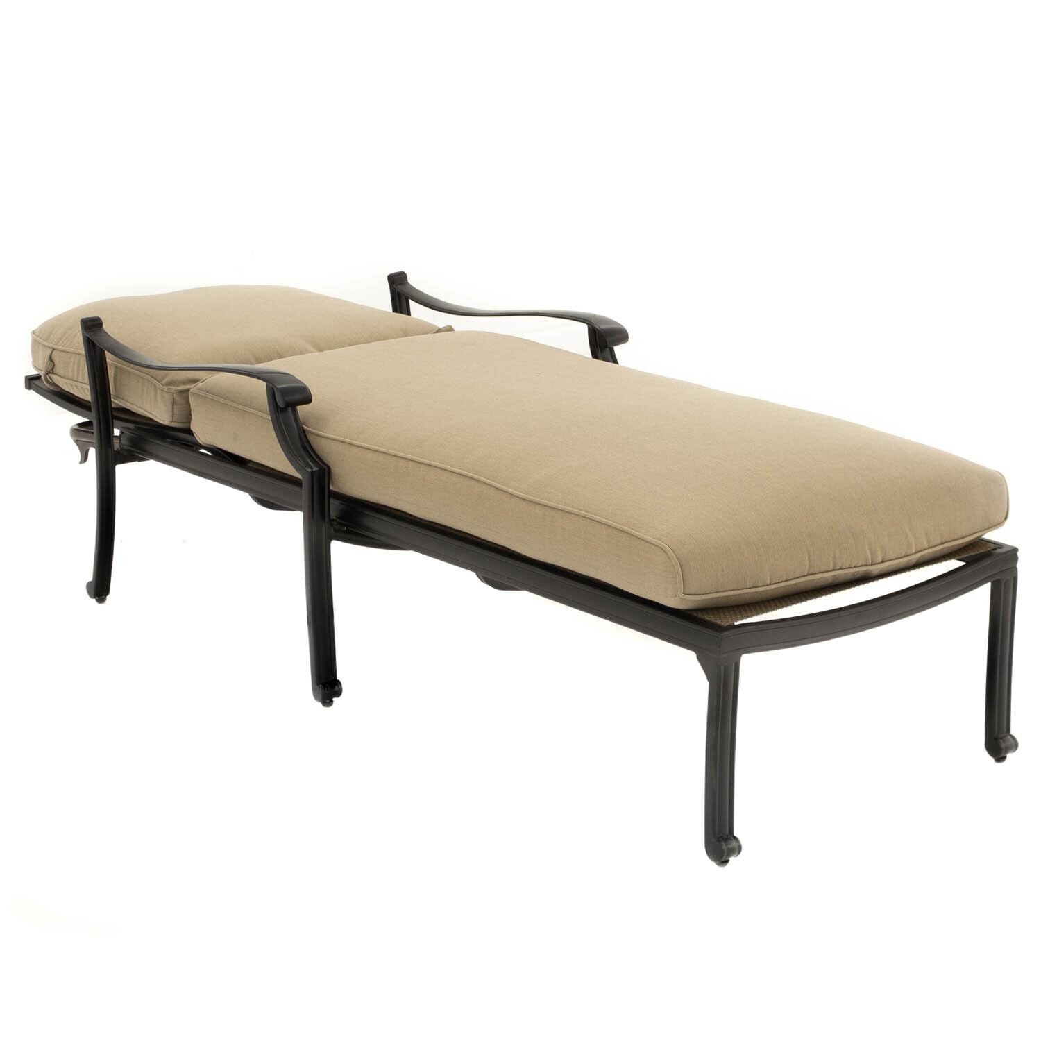 Bocage Sling Patio Chaise Lounge W/ Sunbrella Heather Beige Cushion By