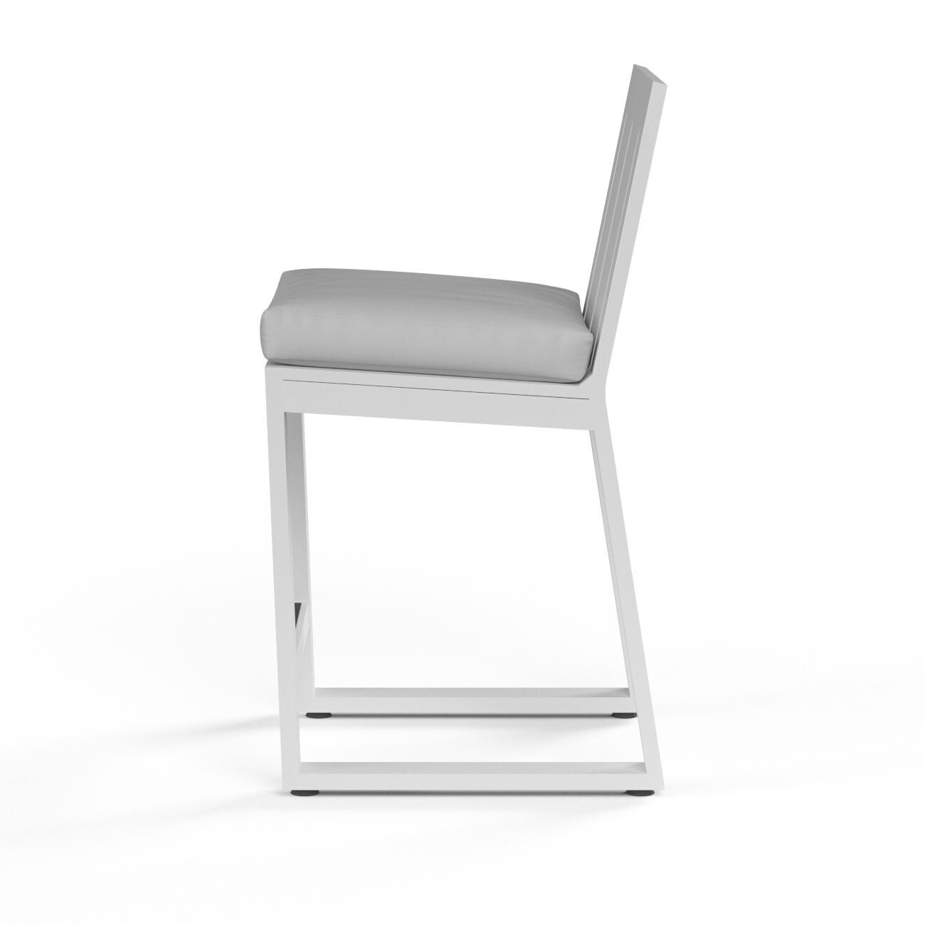 Sunset West - 4801-7C-40433 - Newport Aluminum Patio Counter Stool W/ Sunbrella Cast Silver Cushion - Side View thumbnail