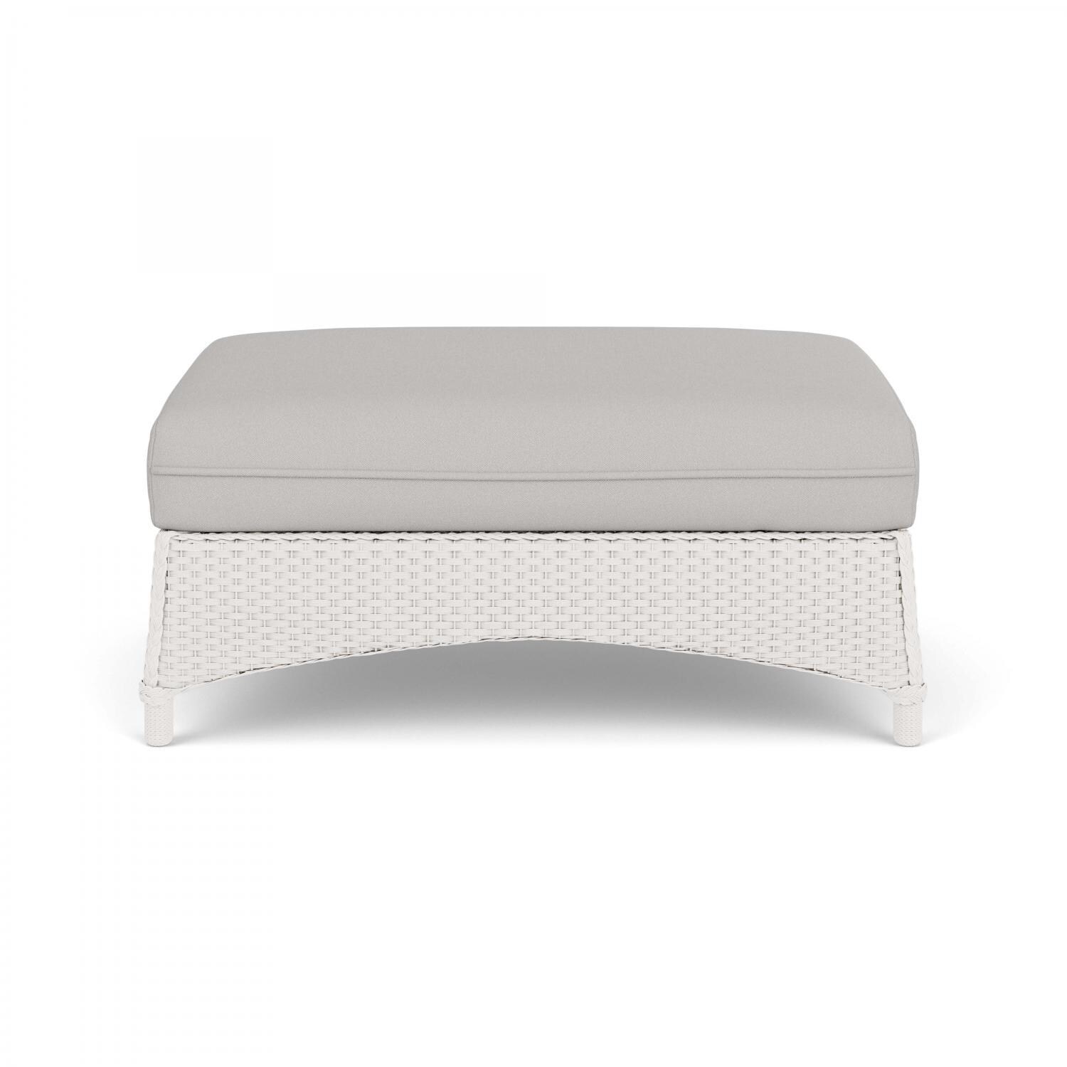 Lloyd Flanders Mandalay Large Ottoman in White Finish with Tundra Dove fabric - Back thumbnail