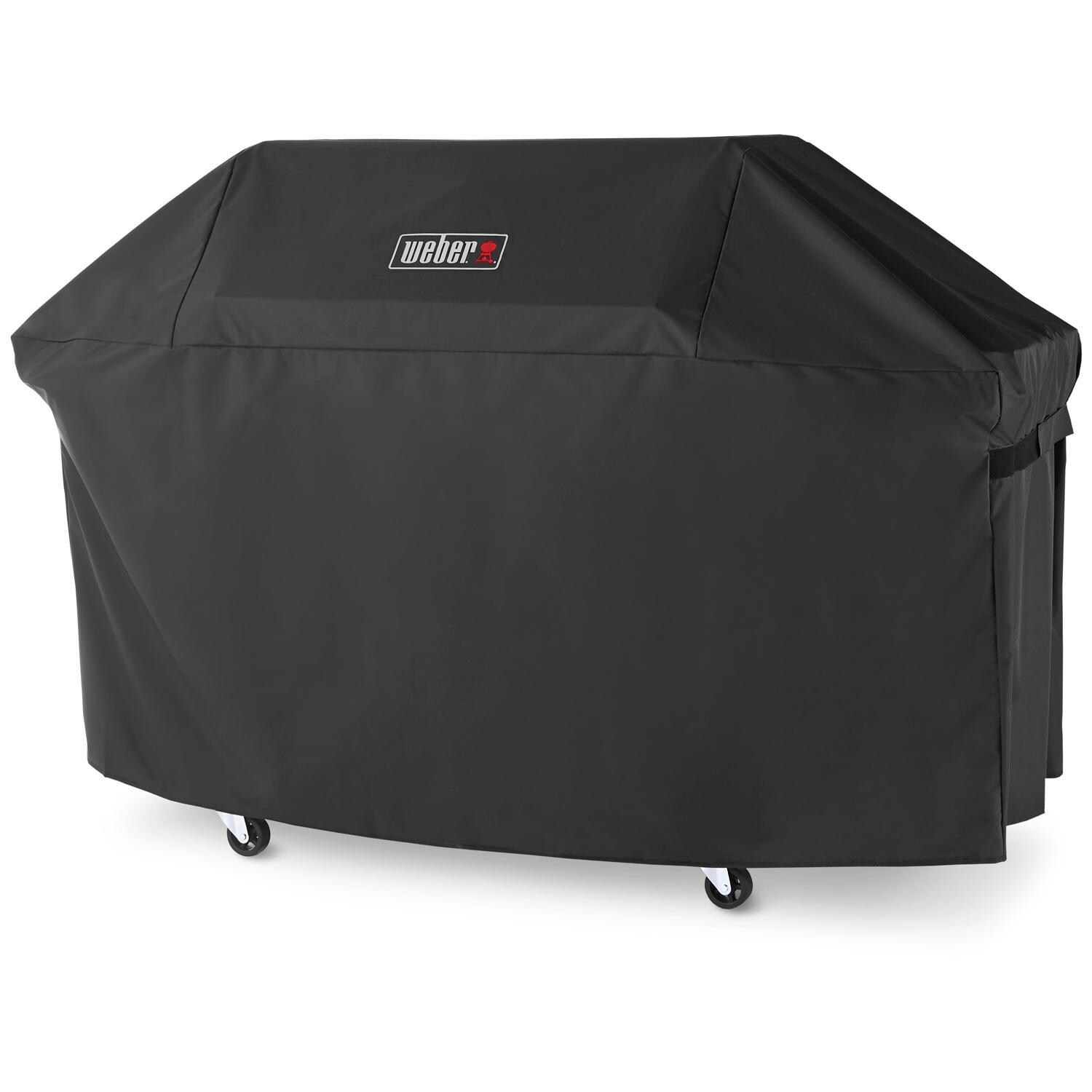 Weber 7758 Premium Grill Cover For Genesis 400 Series Gas Grills - Right-Side Angled View - White Background thumbnail