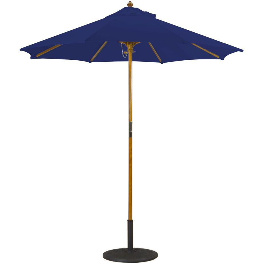 Galtech 7.5 Ft. Octagonal Hardwood Patio Market Umbrella W/ Push Lift - Light Wood W/ Sunbrella Canvas Navy Canopy