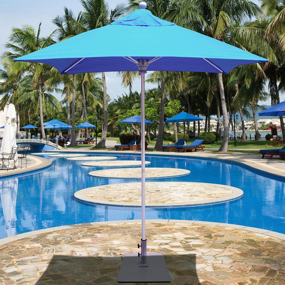 Galtech 6 X 6 Ft. Square Patio Umbrella W/ Manual Lift - Lifestyle View - Shown With Pacific Blue Sunbrella Fabric (Umbrella Base Not Included) thumbnail