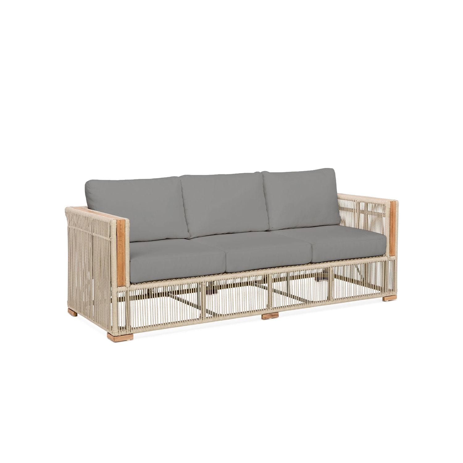 Pelican View 3 Person Woven Rope Sofa in Charcoal by Lakeview Outdoor Designs - Angled - White Background thumbnail