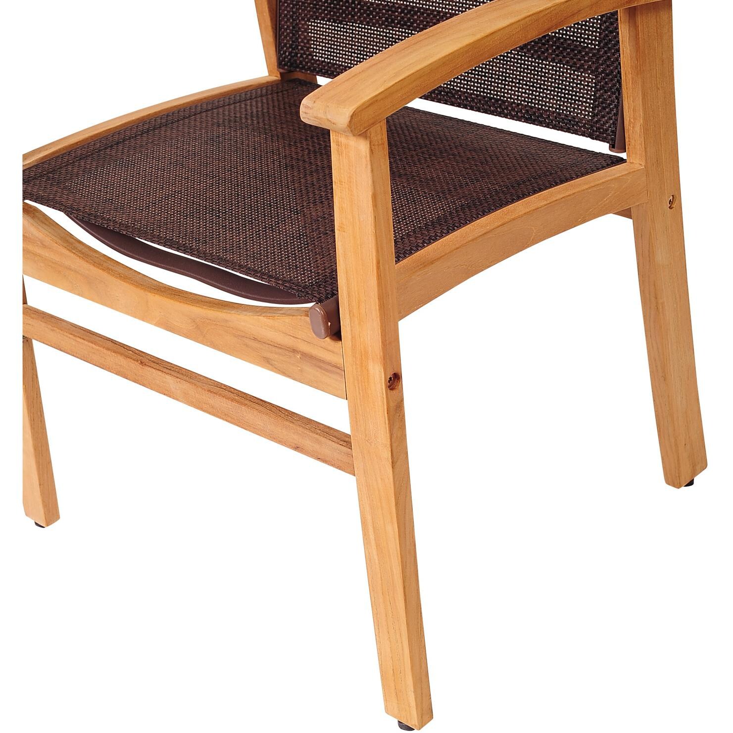 Amazonia SC MALIREC_4FORTBR Teak Sling Dining Arm Chair Close Up Detail thumbnail