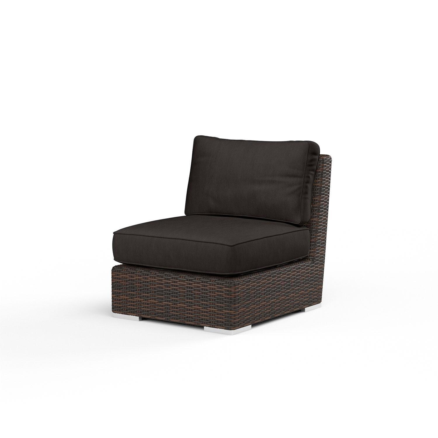 Montecito Wicker Patio Armless Club Chair in Spectrum Carbon w/ Self Welt By Sunset West - Display - White Background thumbnail