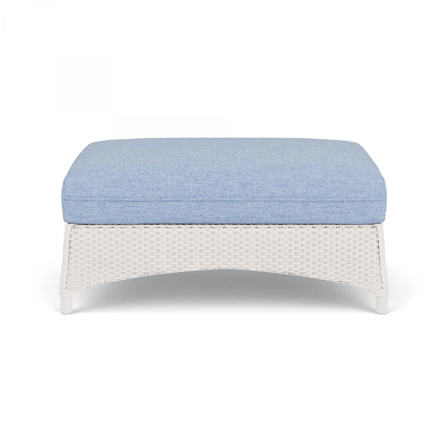 Mandalay Lloyd Loom Large Ottoman in White/Demo Skyway by Lloyd Flanders