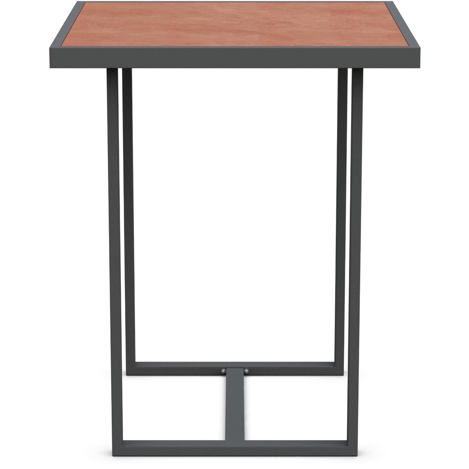 Azzurro Living Pavia 35 Inch Charcoal Aluminum Bar Table W/ Umber Dekton Top - Side - White Background thumbnail