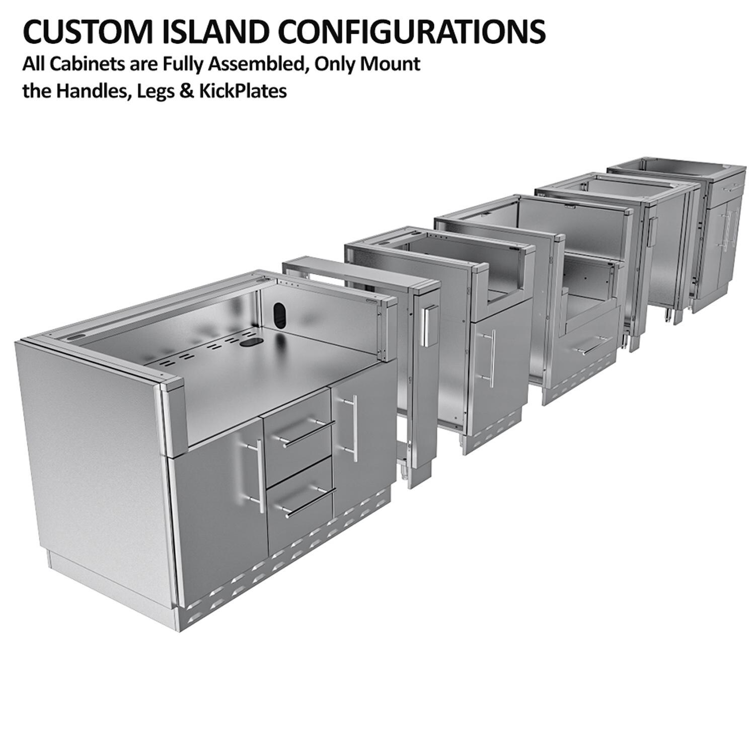 Sunstone Grills SCPHILLCOUNTRY13.6-NG Hill Country 13 1/2 Ft Outdoor Kitchen Island w/ Natural Gas Grill & Side Burner, Sink, Refrigerator, Door & Drawer - Island Components - Detail thumbnail