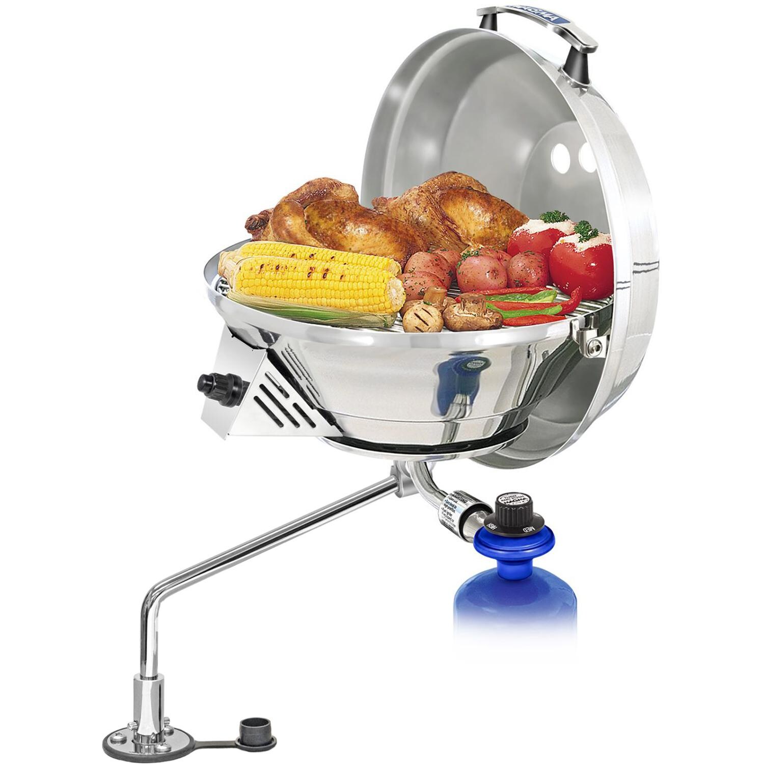 Magma Original Size Marine Kettle 3 Combination Stove & Gas Grill on Locking Flush Deck Socket Mount