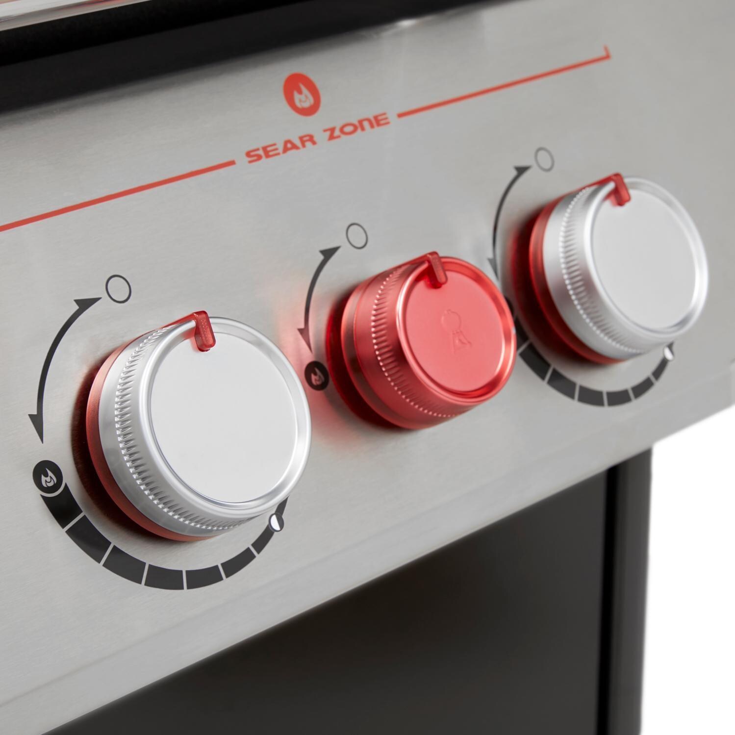 Weber GENESIS 37610001 EX-335 Natural Gas Smart Grill with Sear Burner & Side Burner - Black - Control Knobs - Detail thumbnail