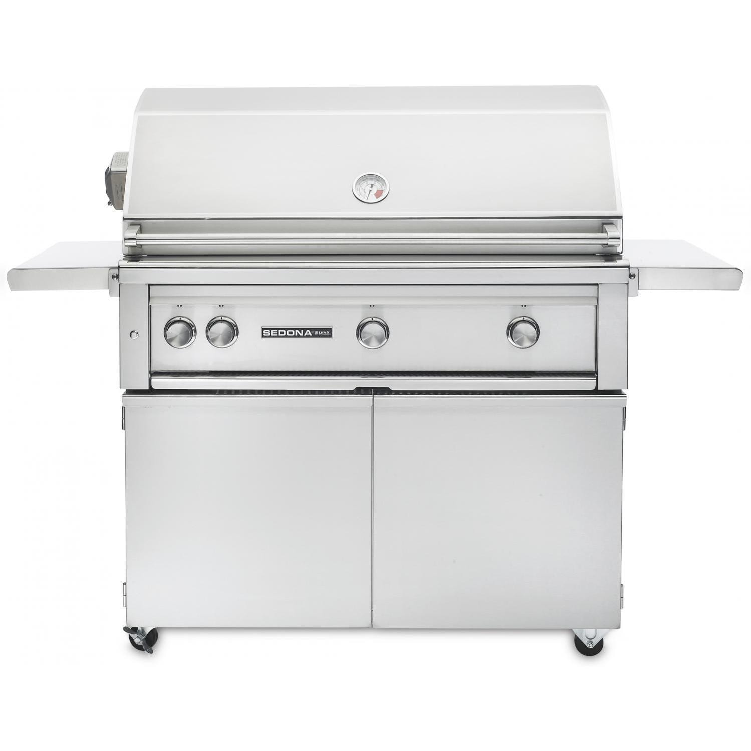 Lynx Sedona 42 Inch Natural Gas Grill On Cart w/ Rotisserie & Three SS Tube Burners - L701R-NG + S421CART