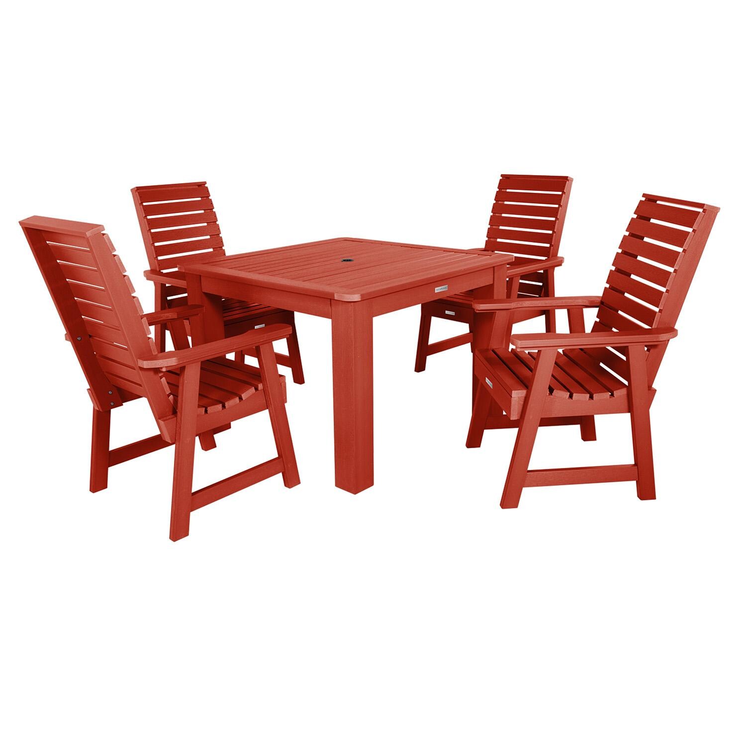 Elm Pointe 5 Pc Square Dining Set in Rustic Red By Lakeview Outdoor Designs - White Background thumbnail
