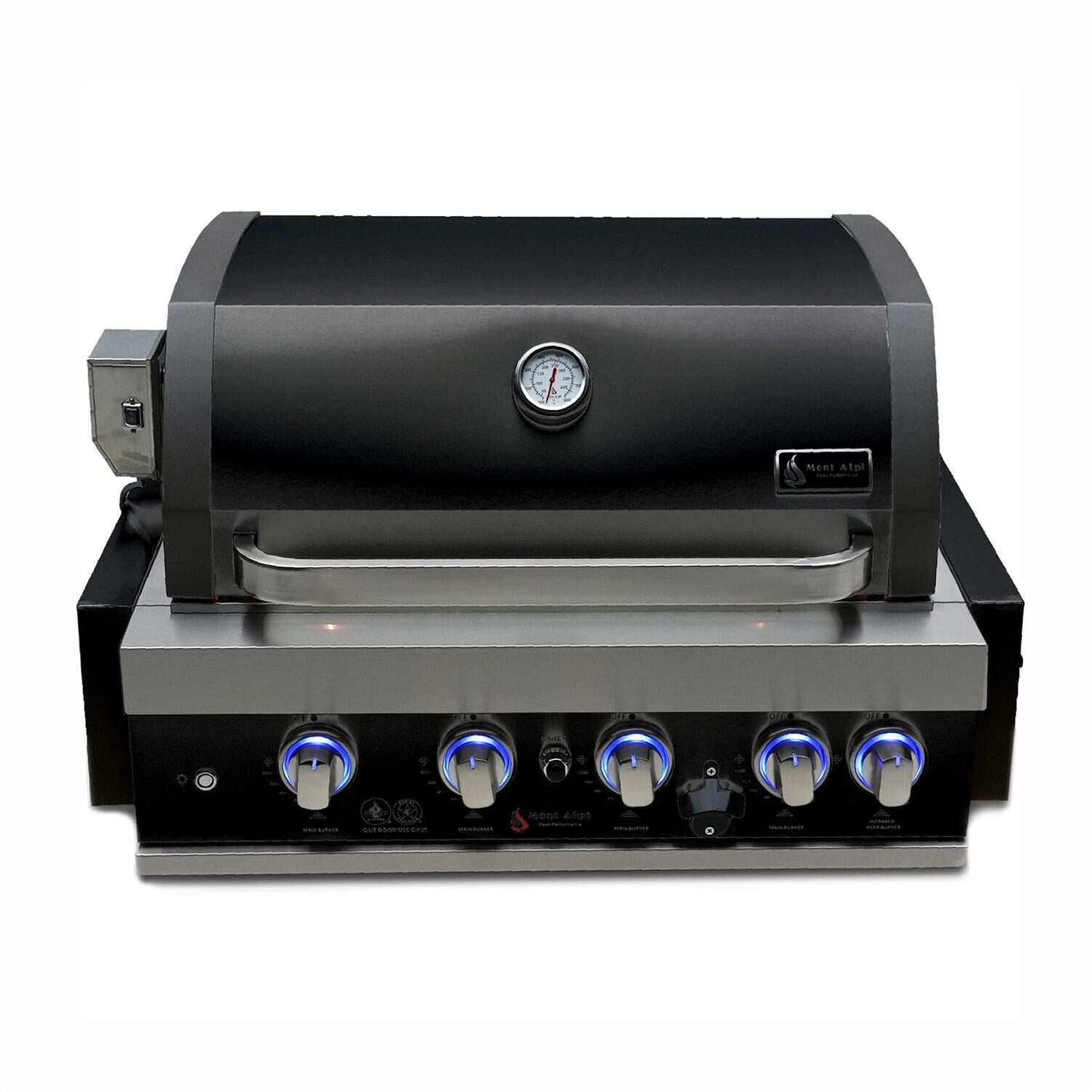 Mont Alpi 400 Black Series 32-Inch Built-In Natural Gas Grill (Ships Propane w/ Conversion Kit)