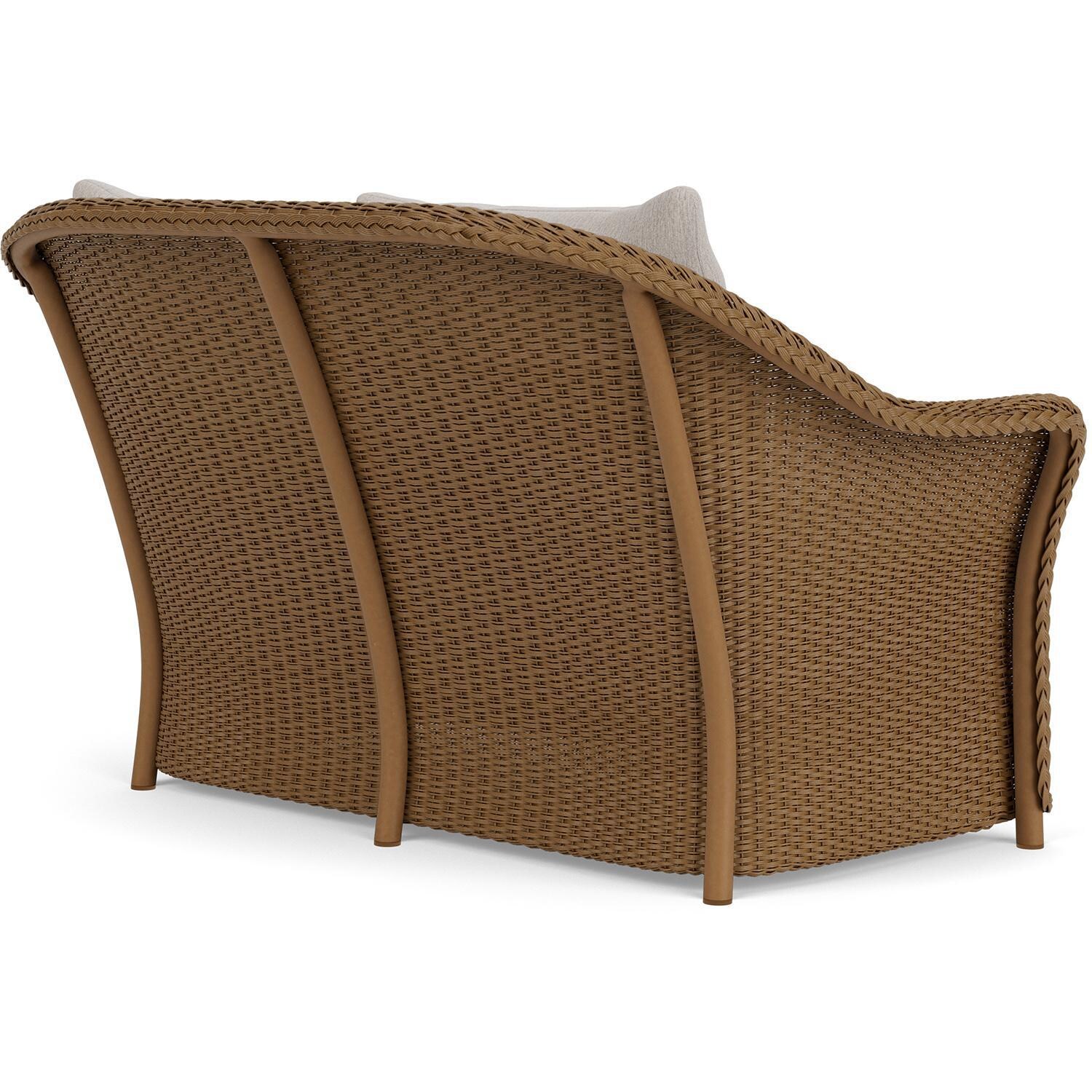Lloyd Flanders Weekend Retreat Loveseat in Hickory Finish W/ Remy Cloud Fabric - Back Right thumbnail