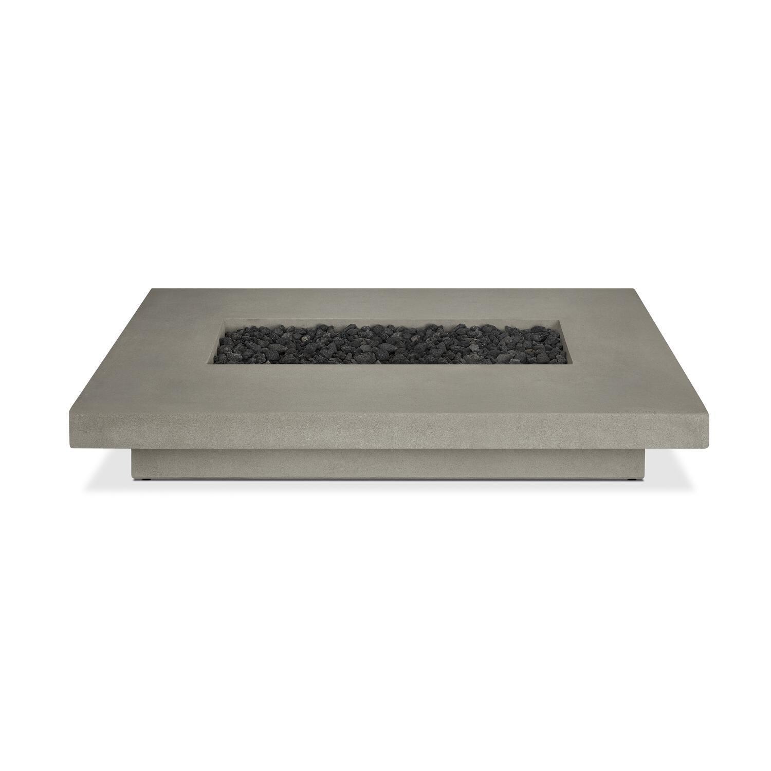 Hickory Bay 3704LP-FLNT 72 Inch Rectangular Glass Fiber Reinforced Concrete Propane Fire Pit Table in Flint by BBQGuys Signature - Top View - White Background thumbnail