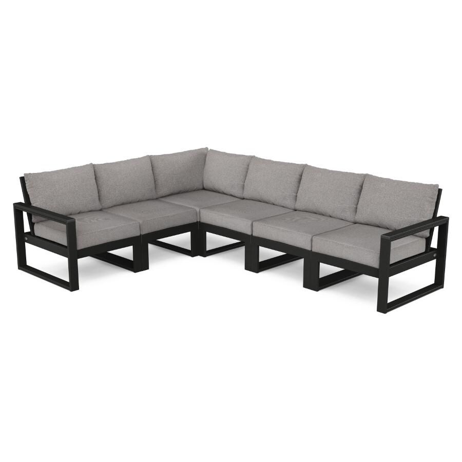 EDGE 5 Person Recycled Plastic Sectional Sofa in Black/Gray Mist by POLYWOOD