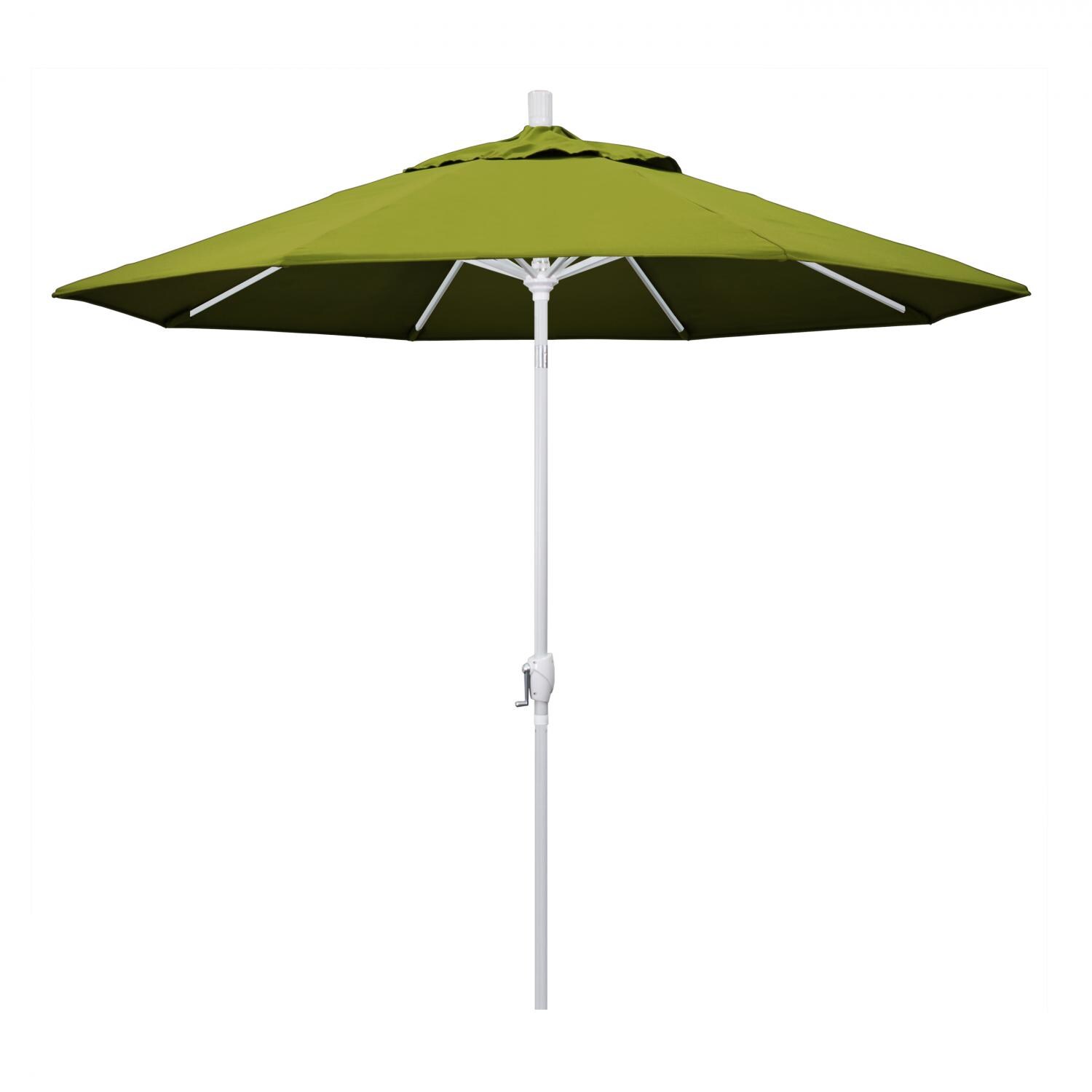 California Umbrella 9 Ft Octagonal Aluminum Push Button Tilt Patio Umbrella W/ Crank Lift & Aluminum Ribs - Matted White Frame / Olefin Kiwi Canopy thumbnail