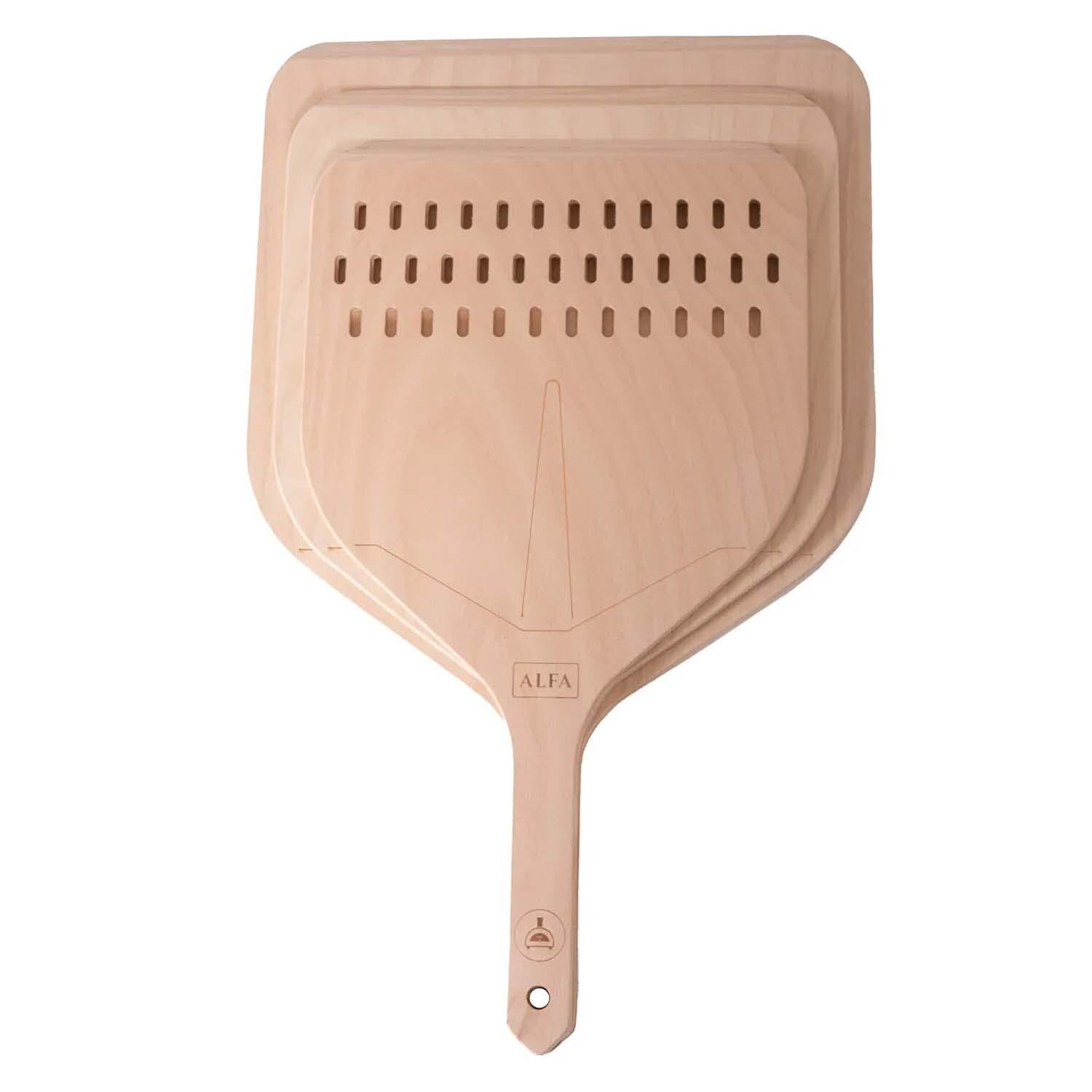 Alfa AC-PLEGN036 14-Inch Wood Pizza Peel - Pizza Peel Size Comparison - White Background thumbnail