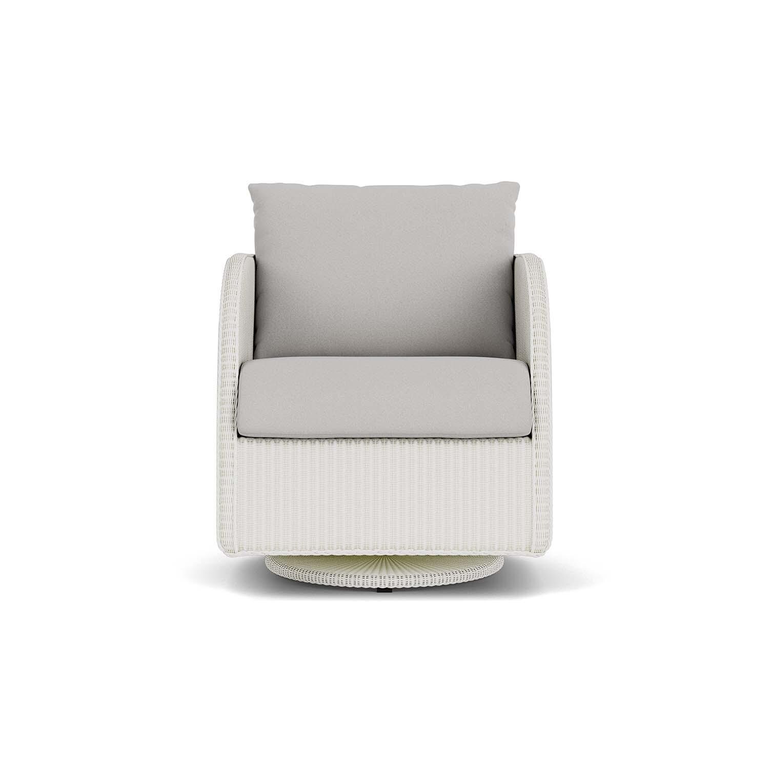 Lloyd Flanders Essence Swivel Glider Lounge Chair W/Tundra Dove Fabric - Matte White Finish thumbnail