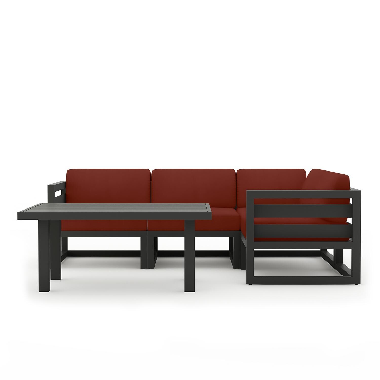 Misty Cove 5 Piece Sectional Set in Slate w/Chat Table & Canvas Henna Cushions by Lakeview - Complete Set - White Background thumbnail