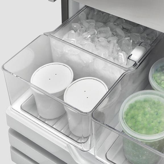 Fisher Paykel Dual 17.6 Cu. Ft. Bottom Freezer Counter Depth Refrigerators W/ Curved Door, Icemaker & Water Dispenser - Stainless Steel - E522BLXU5 & E522BRX5 - Ice Maker thumbnail