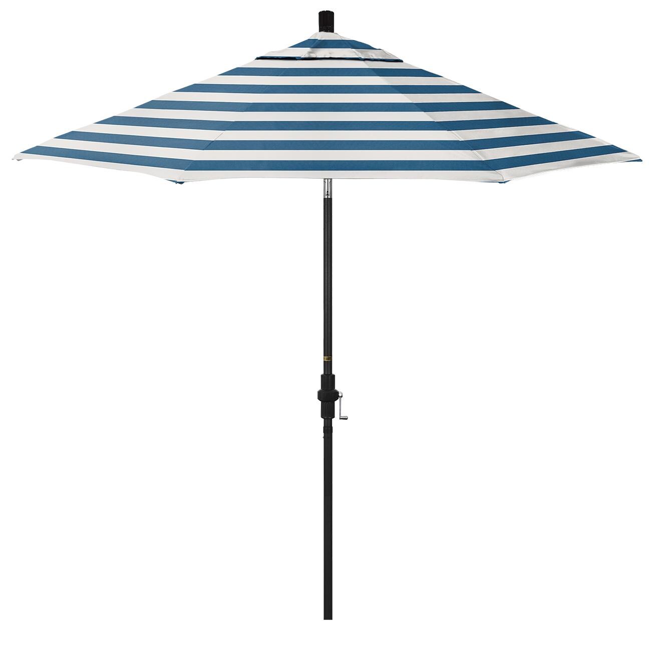 California Umbrella Golden State Series 9 Ft Octagonal Aluminum Collar Tilt Patio Umbrella W/ Crank Lift - Stone Black Frame / Sunbrella Cabana Regatta Canopy thumbnail