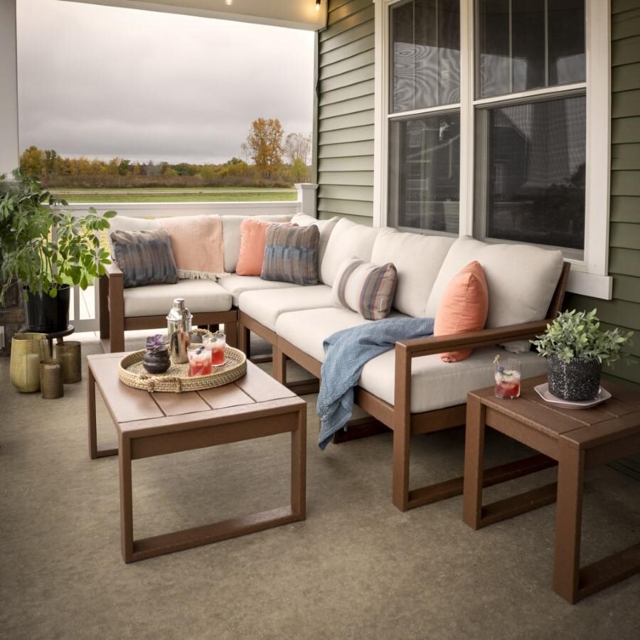 POLYWOOD EDGE 5-Piece Modular Deep Seating Set in Black / Grey Mist - Lifestyle