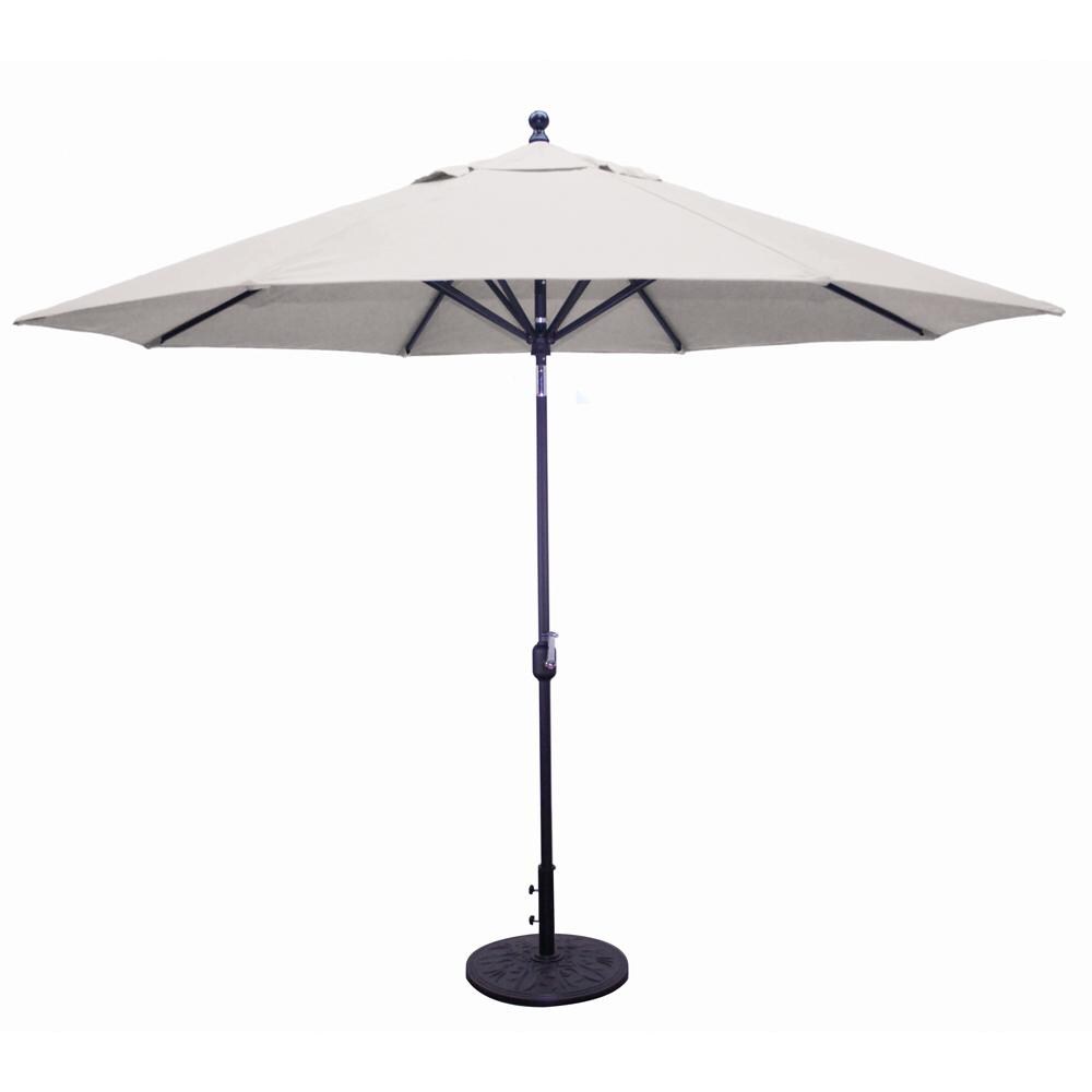 Galtech 11 Ft. Octagonal Aluminum Patio Market Umbrella W/ Crank Lift And Deluxe Auto Tilt - Black Frame W/ Sunbrella Canvas Canvas Canopy
