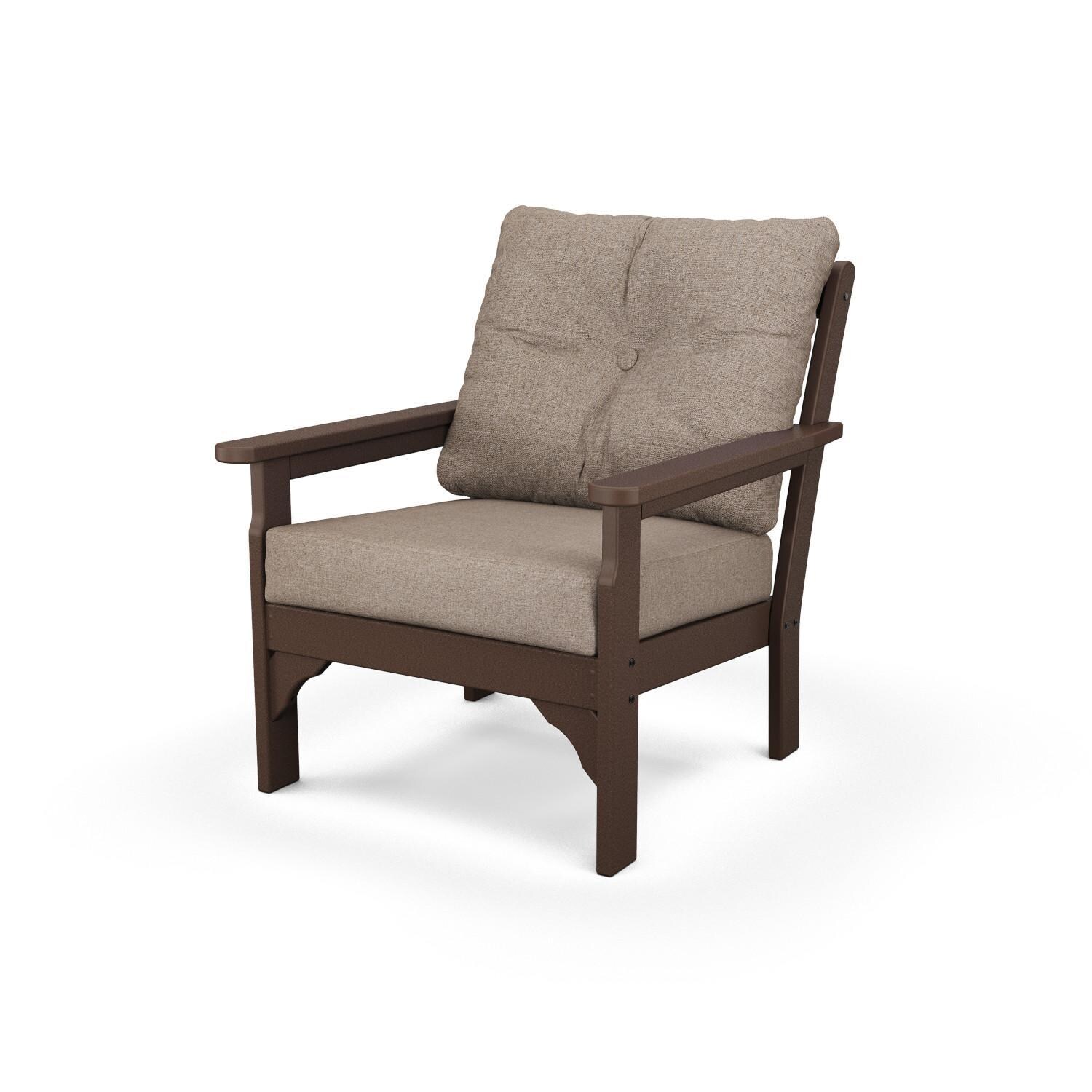POLYWOOD Vineyard Mahogany & Spiced Burlap Deep Seating Chair thumbnail