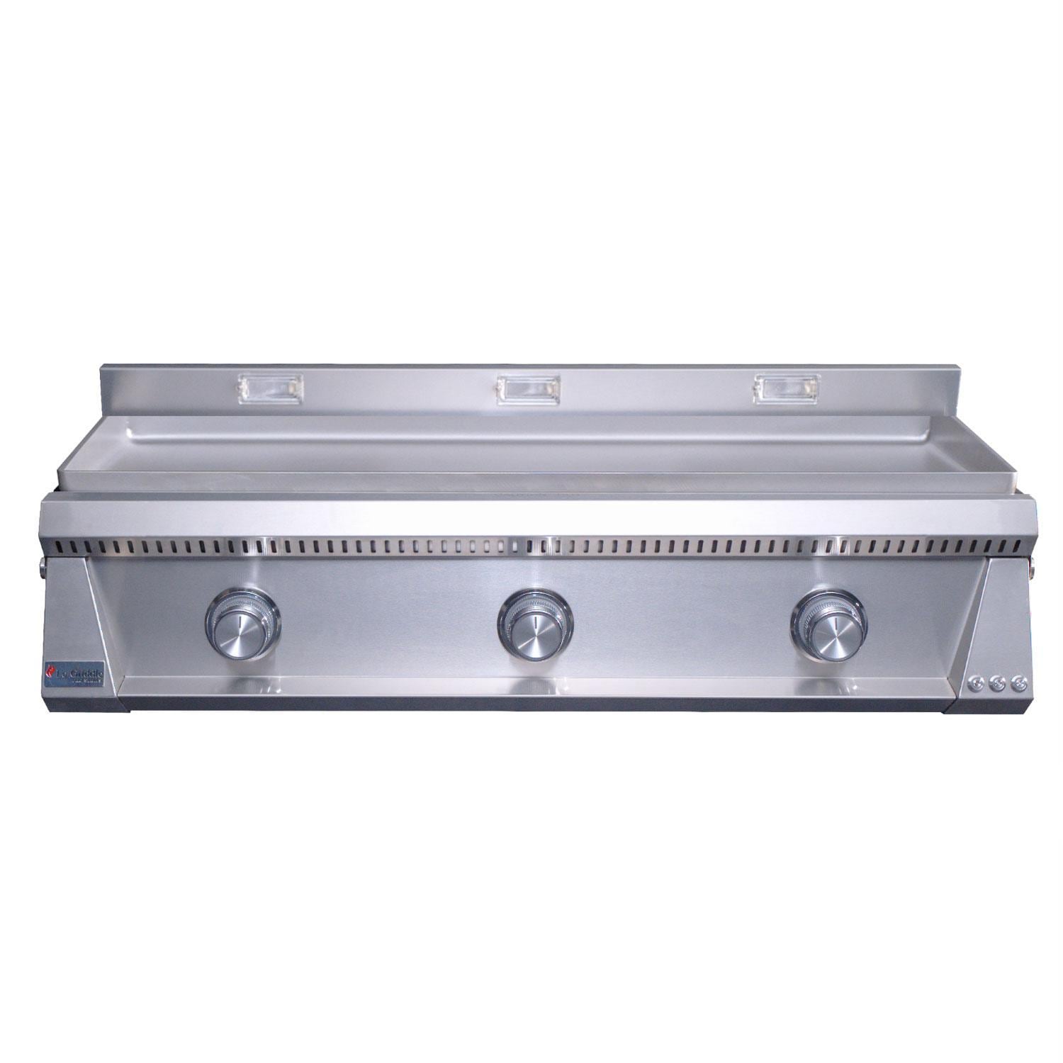 Le Griddle Pro Series 105 42-in 3 Burner Built-In Natural Gas Flat Top Grill w/ 6mm Plate & Lid - Grill Off - White Background thumbnail