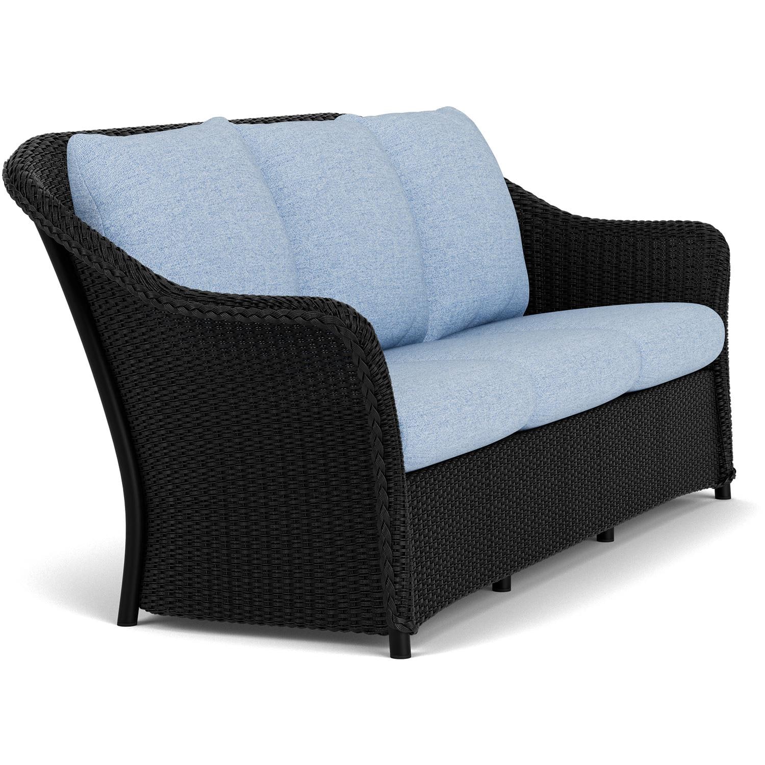 Lloyd Flanders Weekend Retreat Sofa in Ebony Finish W/ Demo Skyway Fabric - Angled thumbnail