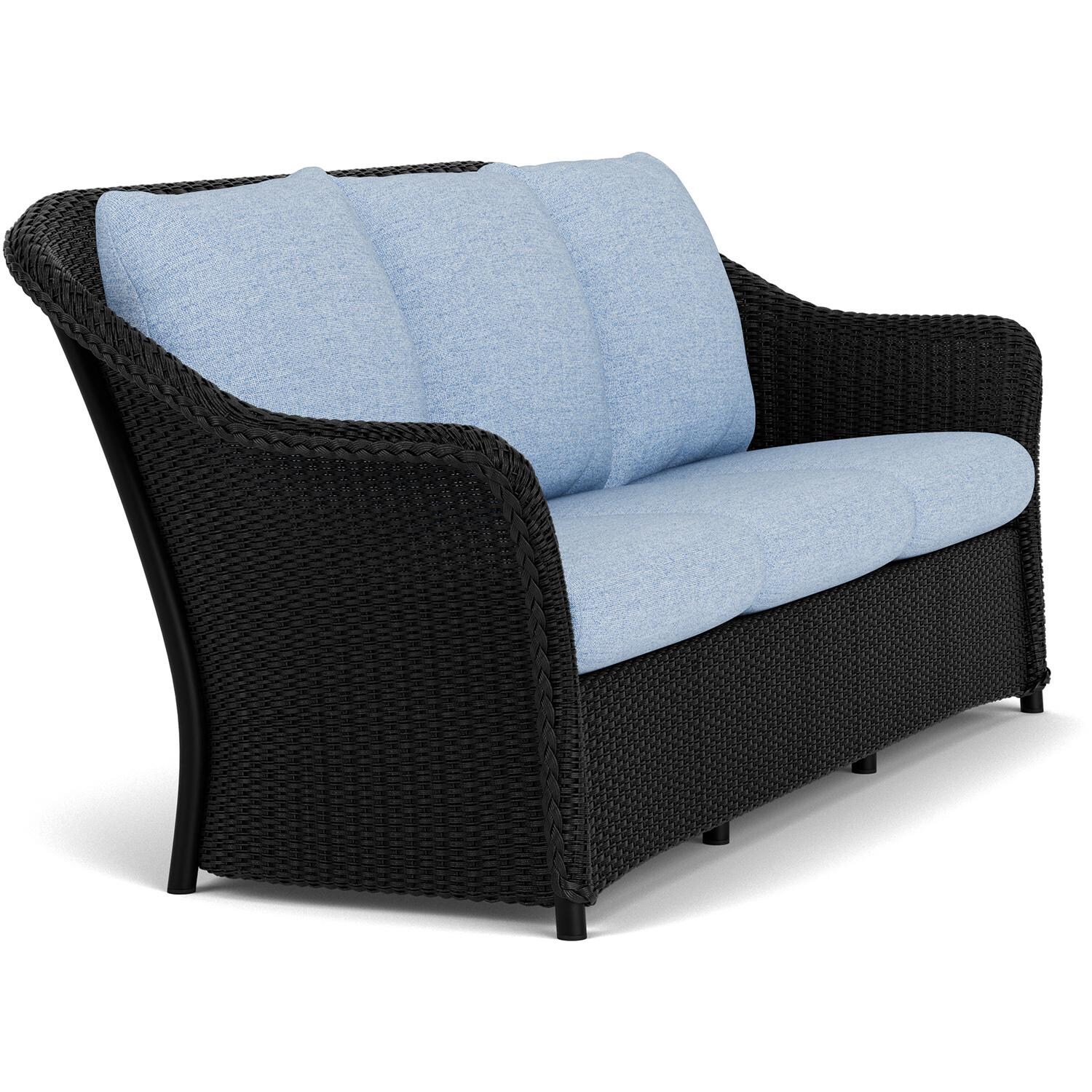 Lloyd Flanders Weekend Retreat Sofa in Ebony Finish W/ Demo Skyway Fabric - Angled thumbnail