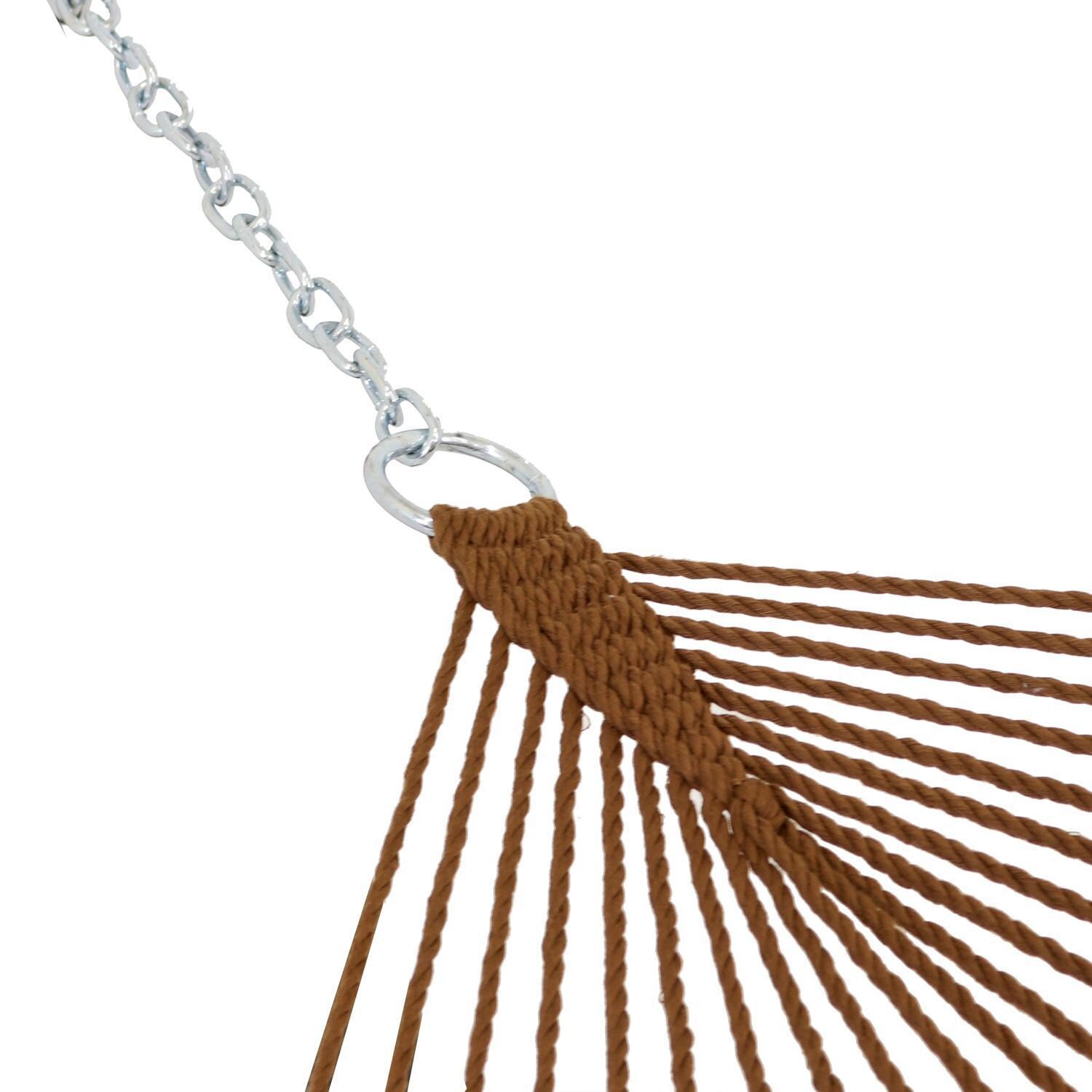 Ultimate Patio Classic Double Rope Hammock w/ Pillow - Brown - Chain Assembly thumbnail