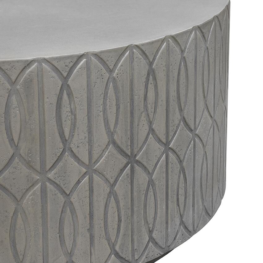 Trellis 40 Inch Gray GFRC Round Coffee Table by Sunset West - Texture - Detail thumbnail