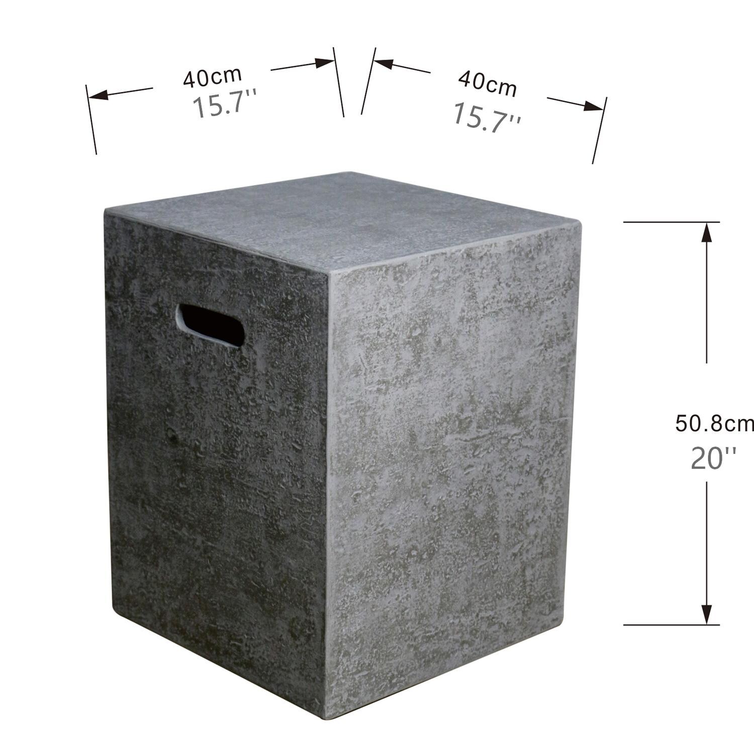 Elementi ONB016LG Light Gray Square Tank Cover - Dimensions thumbnail
