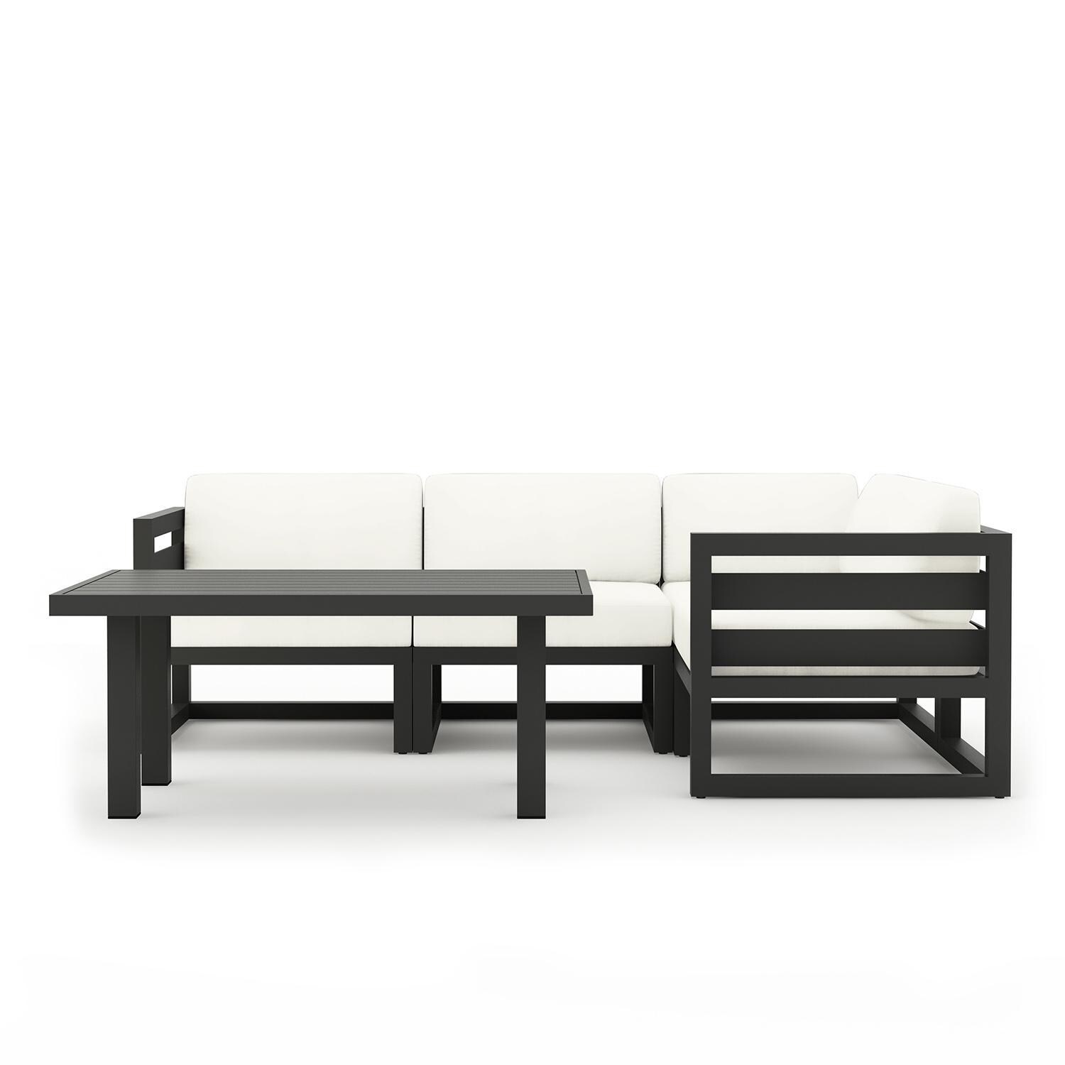 Misty Cove 5 Piece Sectional Set in Slate w/Chat Table & Canvas Natural Cushions by Lakeview - Complete Set - White Background thumbnail