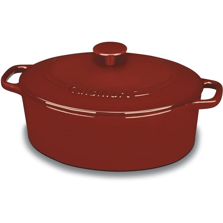 Cuisinart 5.5-Quart Oval Red Enamel Cast Iron Casserole With Lid - CI755-30CR