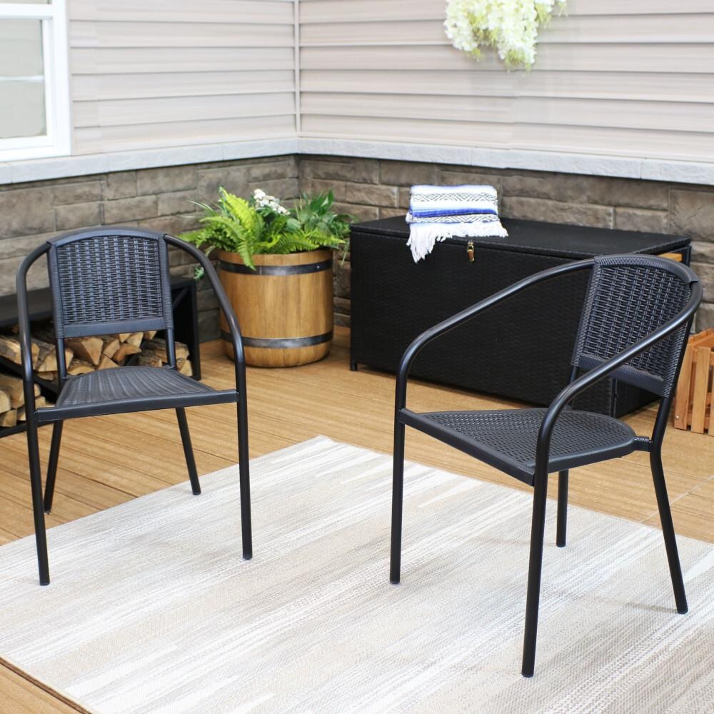 Sunnydaze Decor Aderes Outdoor Arm Chair - Set of 2 - Black - RBW-099-2PK image