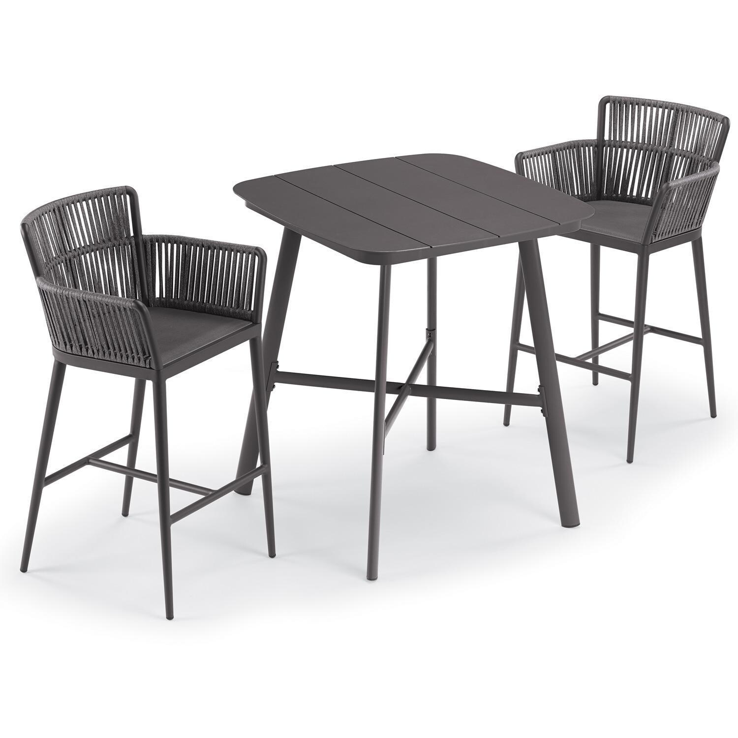 Oxford Garden Nette 3 Pc Olefin Rope & Aluminum Bar Set W/ Ninja Sling Seat in Carbon/Pewter - Display - White Background thumbnail