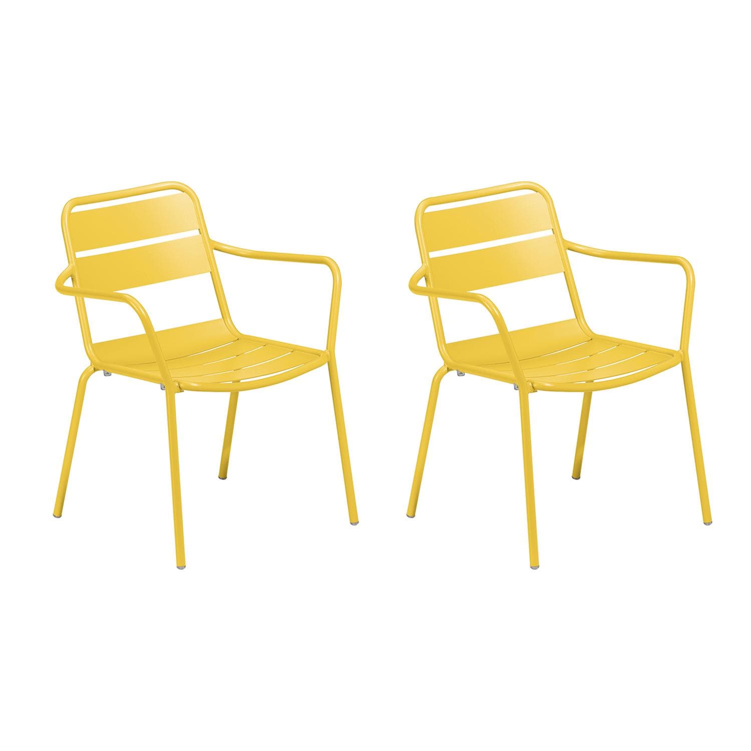 Kapri 2 Pc Aluminum Dining Arm Chair in Saffron By Oxford Garden