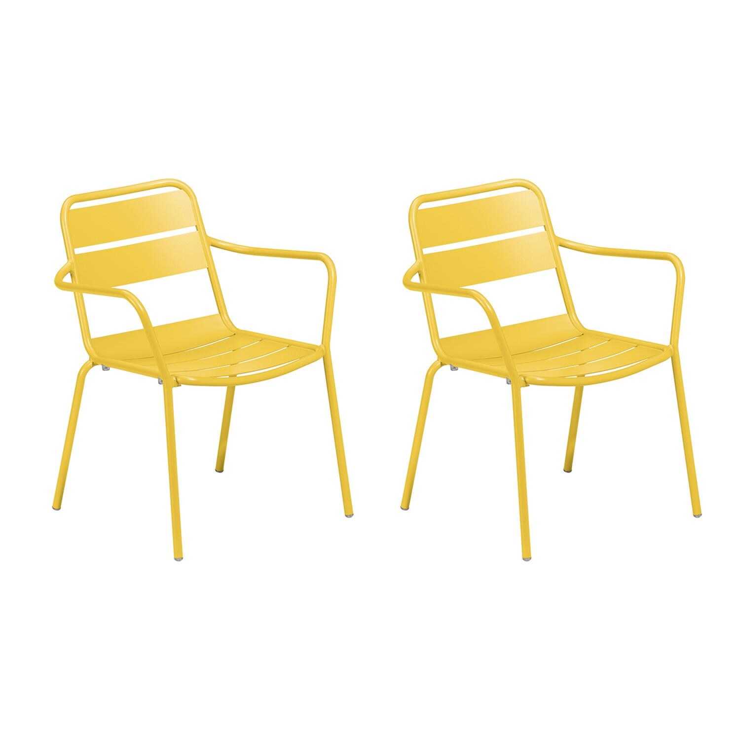 Kapri 2 Pc Aluminum Dining Arm Chair in Saffron By Oxford Garden