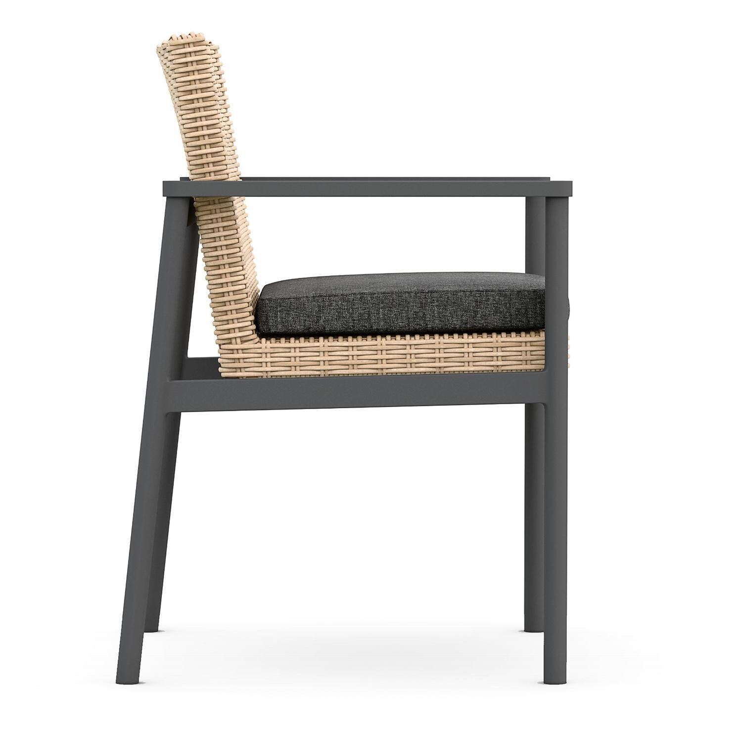Azzurro Living Terra Wicker Dining Chair in Natural/Midnight - Side - White Background thumbnail